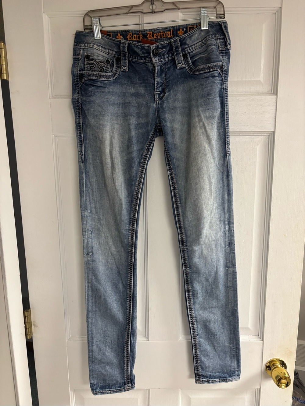 Rock Revival Men's Distressed Light Blue Skinny Jeans